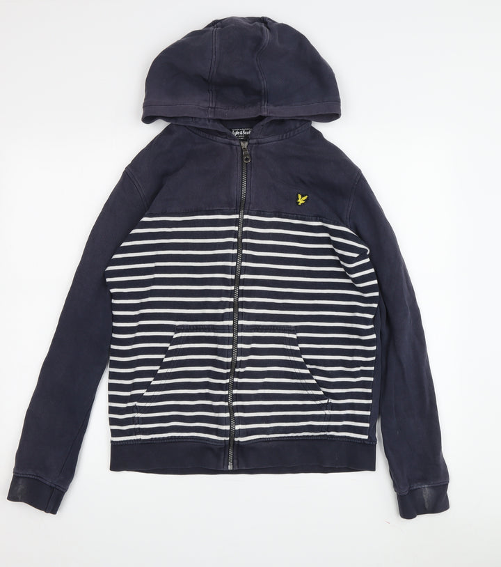 Lyle & Scott Boys Blue Striped Full Zip Hoodie 15-16Y