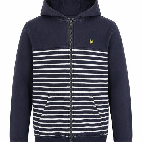 Lyle & Scott Boys Blue Striped Full Zip Hoodie 15-16Y