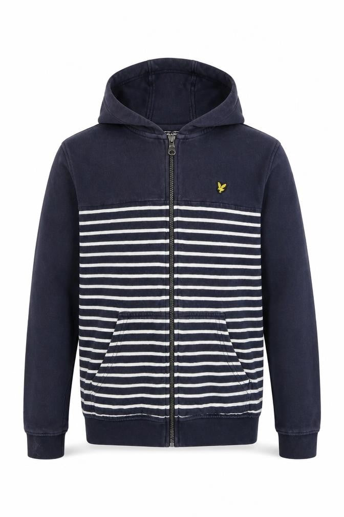 Lyle & Scott Boys Blue Striped Full Zip Hoodie 15-16Y