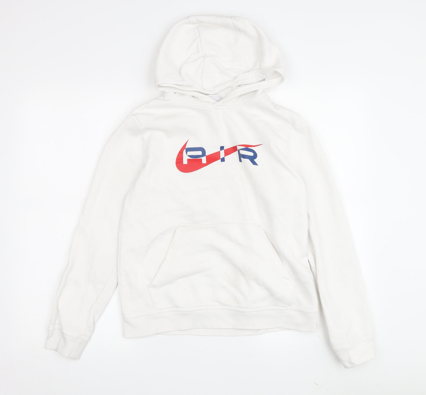 Nike Boys White Hoodie, 11-12 Years, Logo Pullover