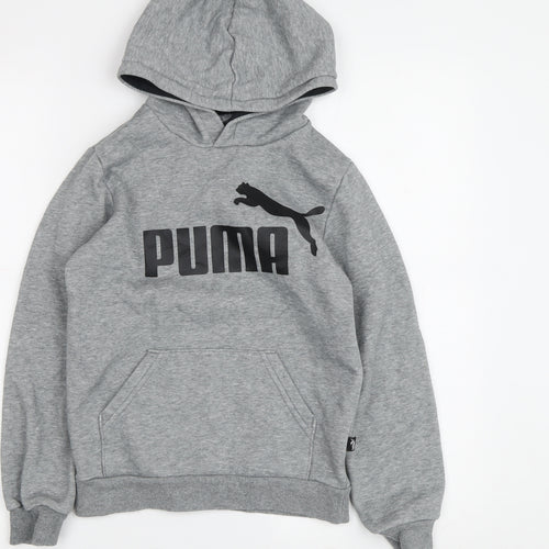 Puma Boys Grey Logo Hoodie, 9-10 Years, Pullover