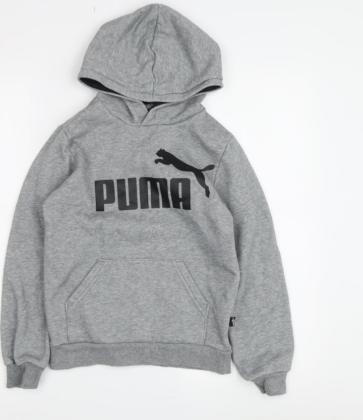 Puma Boys Grey Logo Hoodie, 9-10 Years, Pullover