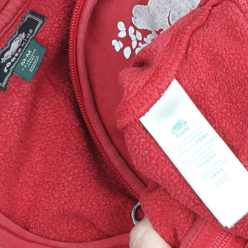 Roots Boys Red Full Zip Hoodie 7-8 Years Hooded Canada Logo