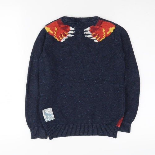FatFace Boys Blue Bear Jumper 8-9 Years Pullover Casual