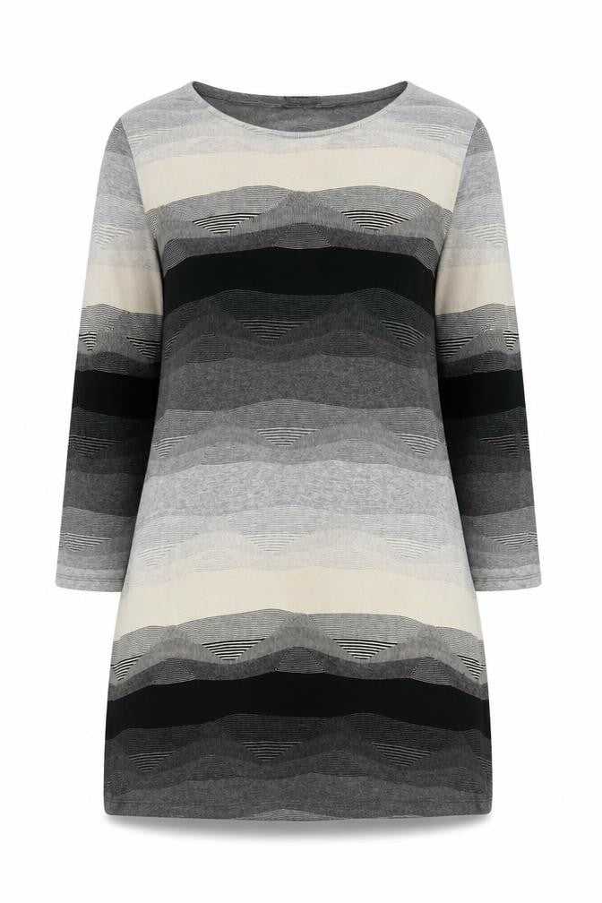 Front view of Phase Eight Women's Grey Striped Tunic Jumper, size 12