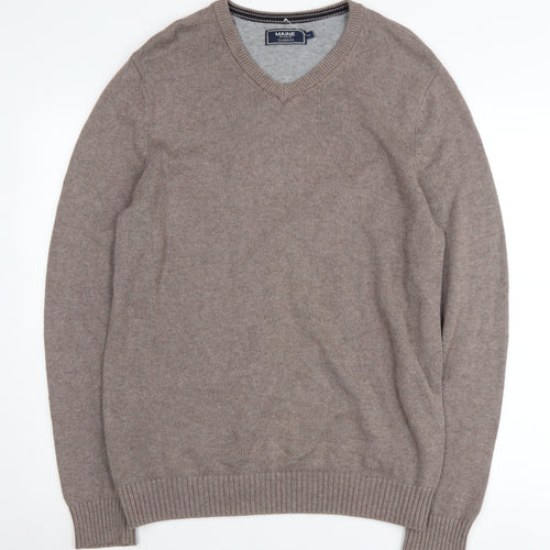 Maine New England Men's Beige V-Neck Cotton Jumper M