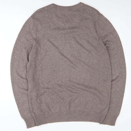 Maine New England Men's Beige V-Neck Cotton Jumper M