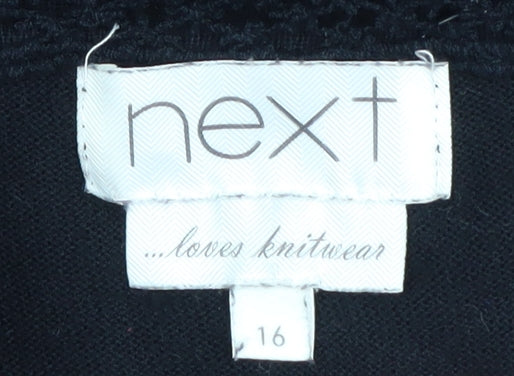 Next Women's Black Cardigan Size 16 with Button Accents