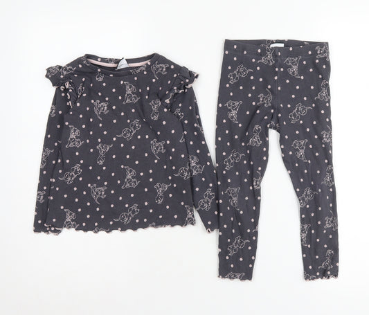 Disney 101 Dalmatians Girls Black Pyjama Set 3-4 Years