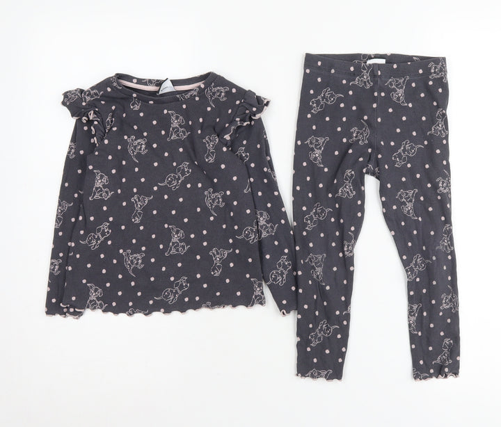 Disney 101 Dalmatians Girls Black Pyjama Set 3-4 Years