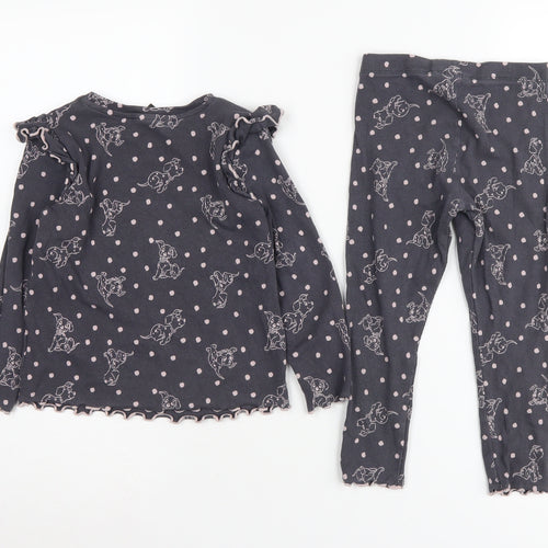 Disney 101 Dalmatians Girls Black Pyjama Set 3-4 Years