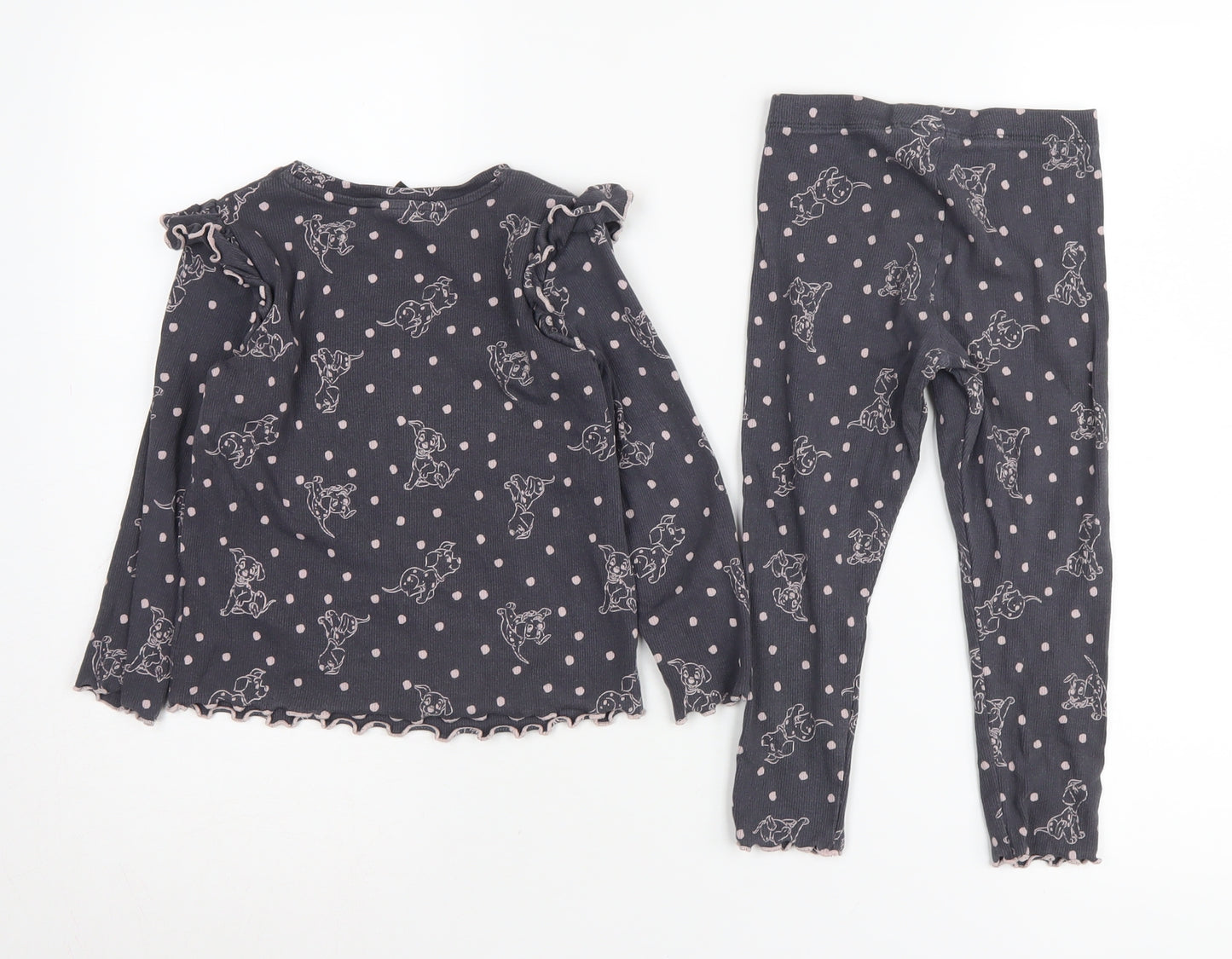 Disney 101 Dalmatians Girls Black Pyjama Set 3-4 Years