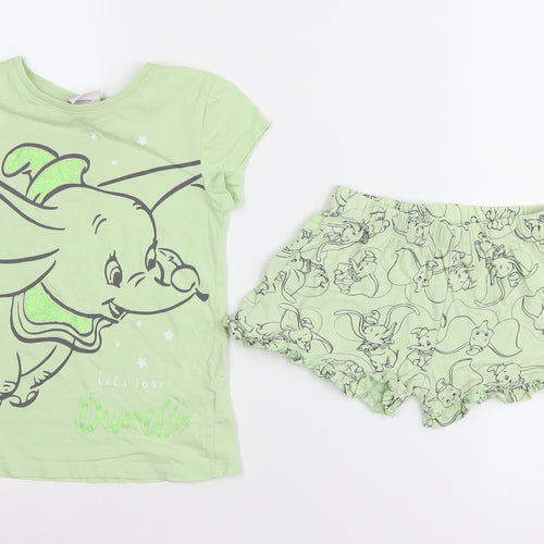 Disney Girls Green Dumbo Pyjama Set 4-5 Years Lightweight