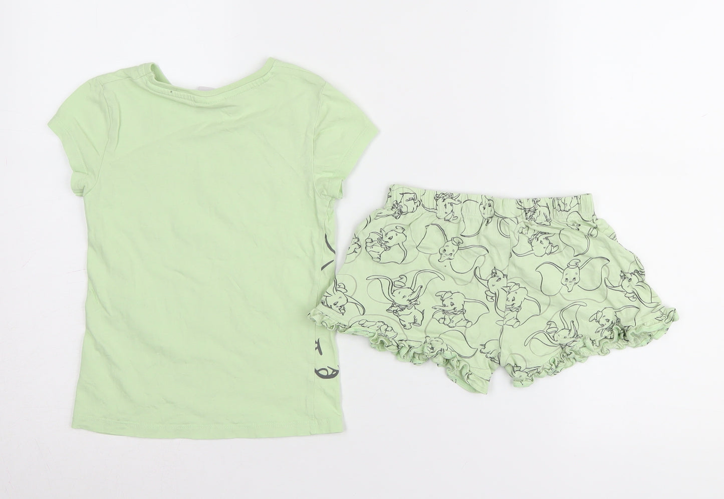 Disney Girls Green Dumbo Pyjama Set 4-5 Years Lightweight