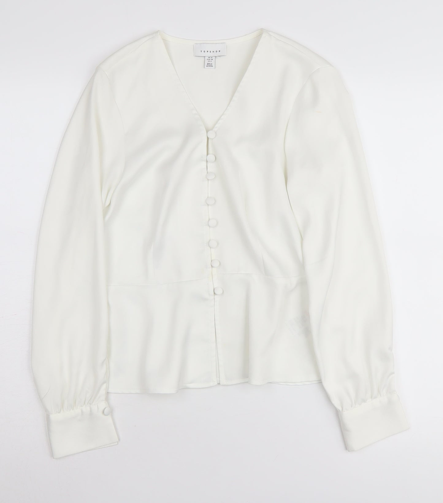 Topshop Women's White V-Neck Blouse Size 10