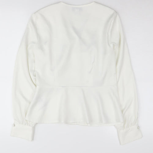 Topshop Women's White V-Neck Blouse Size 10