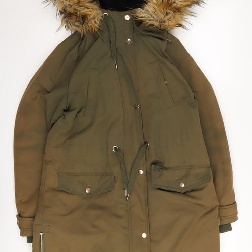 Miss Selfridge Women's Green Parka Coat Size 10