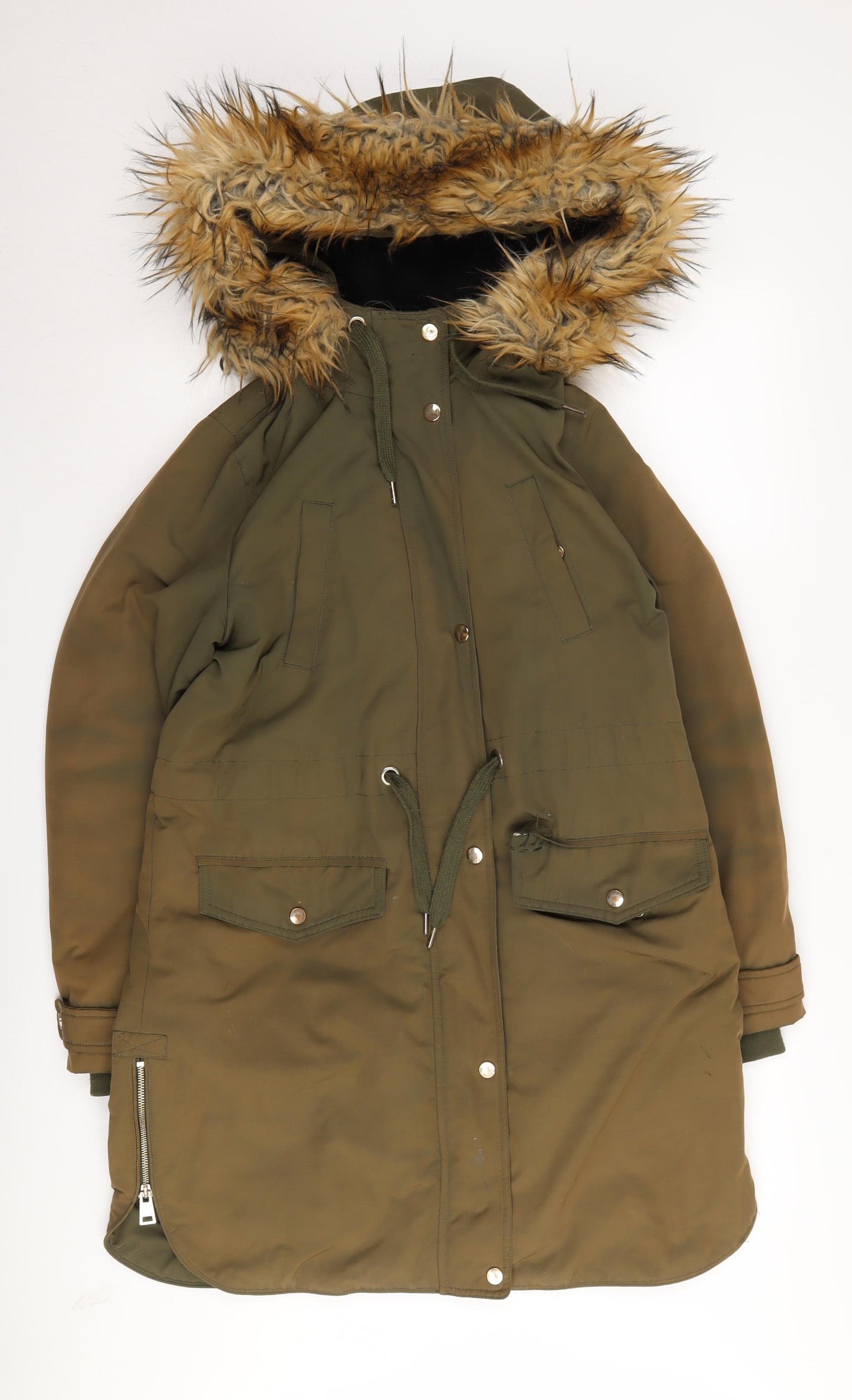Miss Selfridge Women's Green Parka Coat Size 10