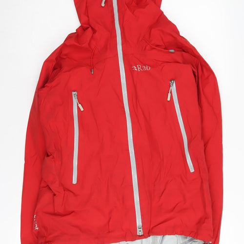 Rab Women's Red Hooded Rain Coat Jacket Size 12