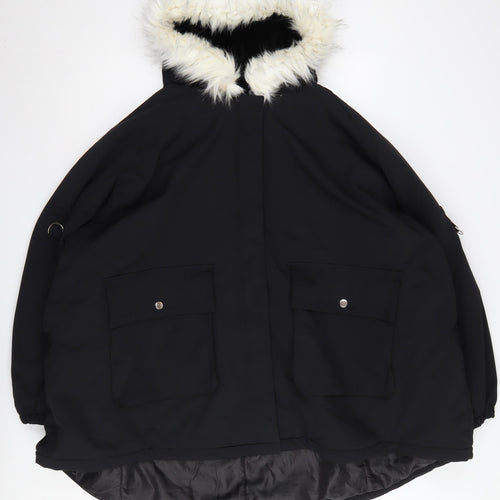 Simply Be Women's Black Fur Trim Parka Jacket Size 32