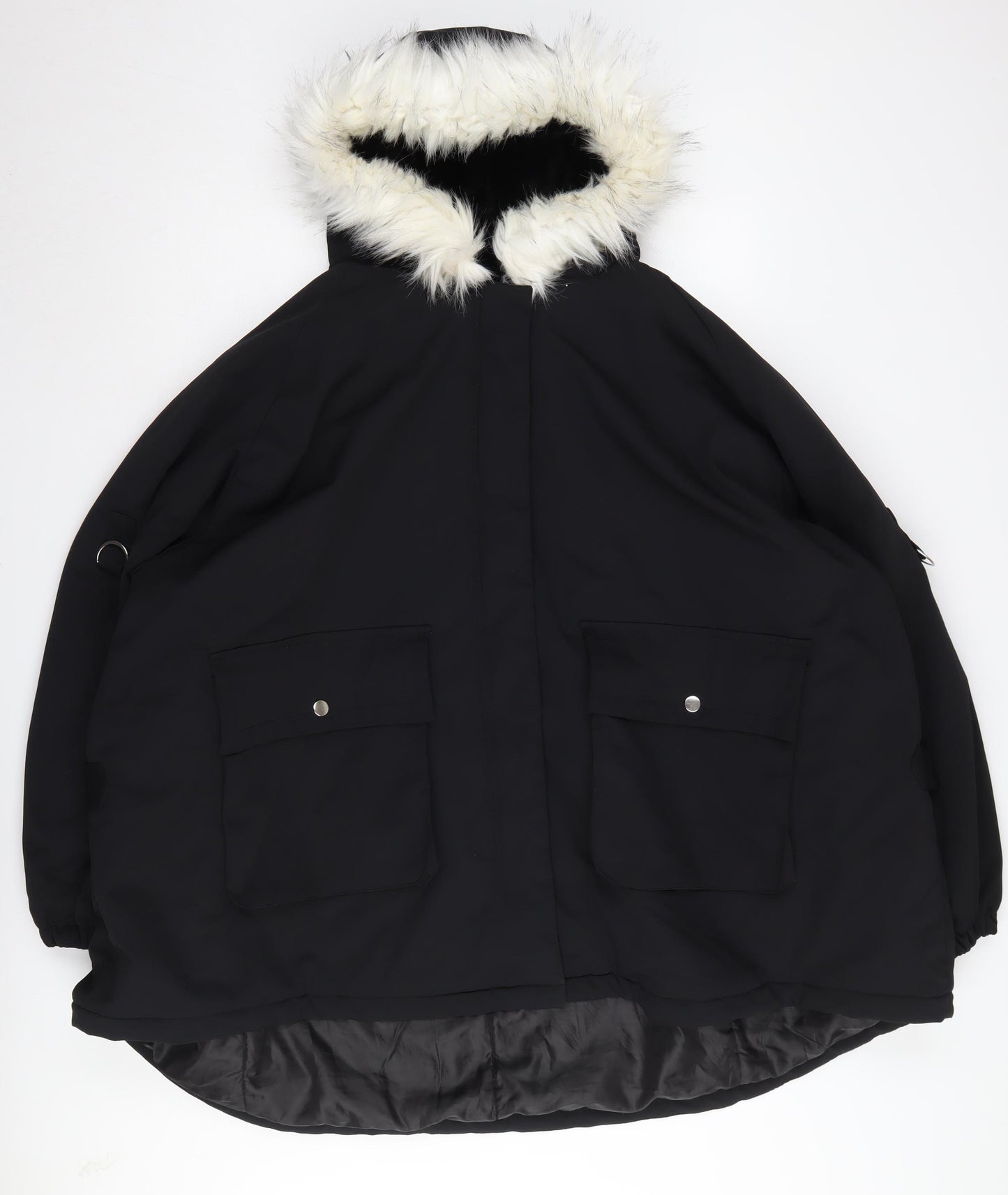 Simply Be Women's Black Fur Trim Parka Jacket Size 32