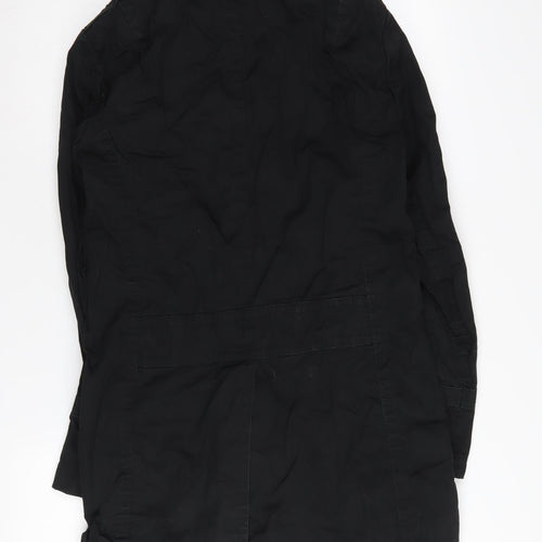 AllSaints Women's Black Cotton Overcoat S Casual Classic