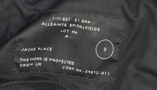 AllSaints Women's Black Cotton Overcoat S Casual Classic