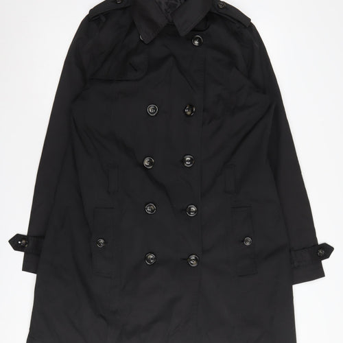 Laura Clement Women's Black Trench Coat, Size 12