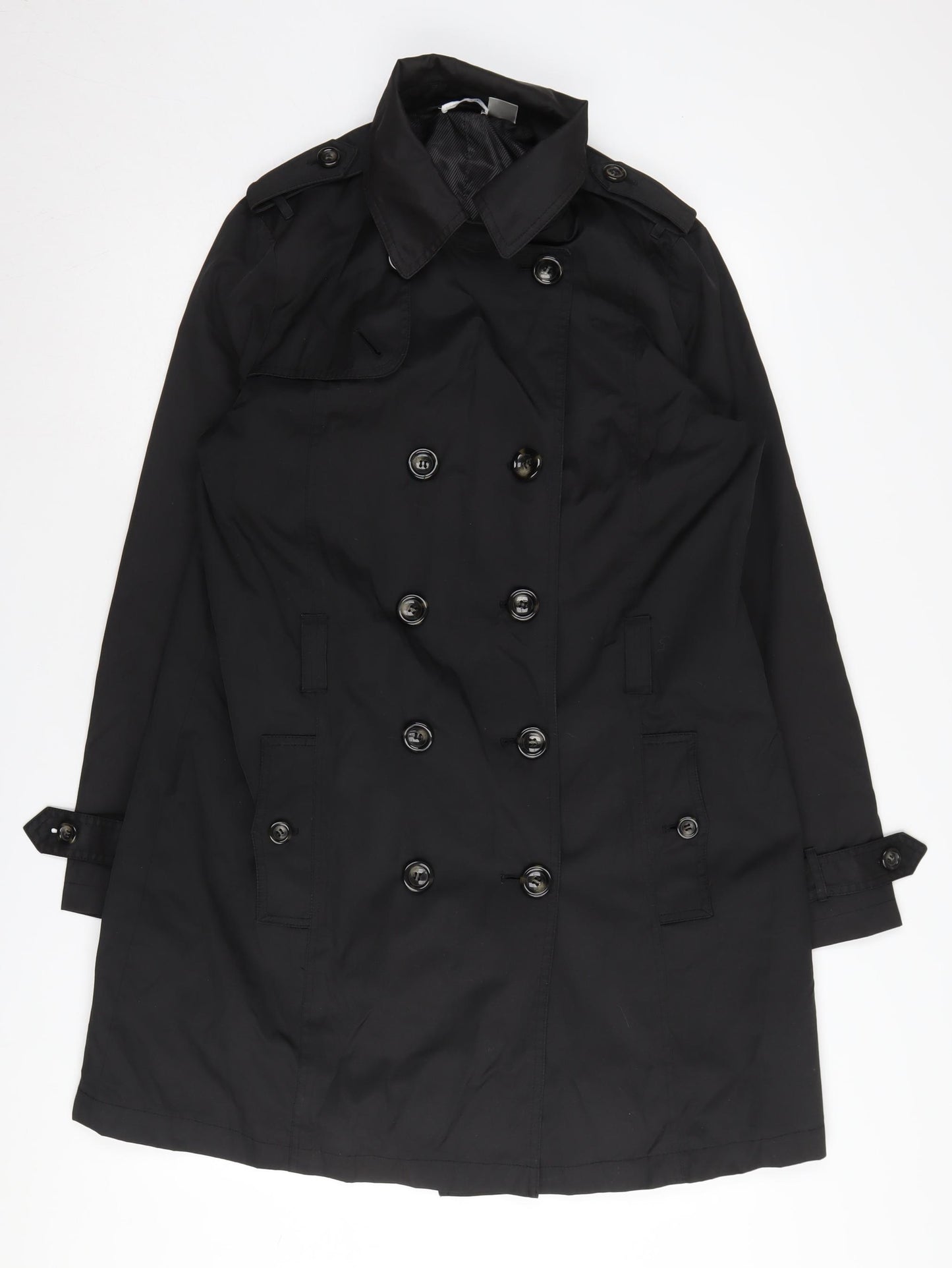 Laura Clement Women's Black Trench Coat, Size 12