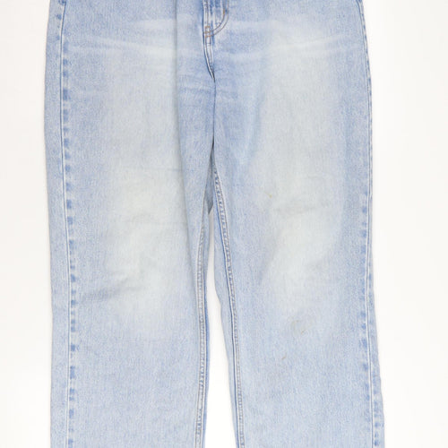 &Denim Women's Light Blue High-Rise Straight Jeans - Size 14