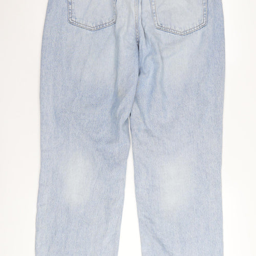 &Denim Women's Light Blue High-Rise Straight Jeans - Size 14