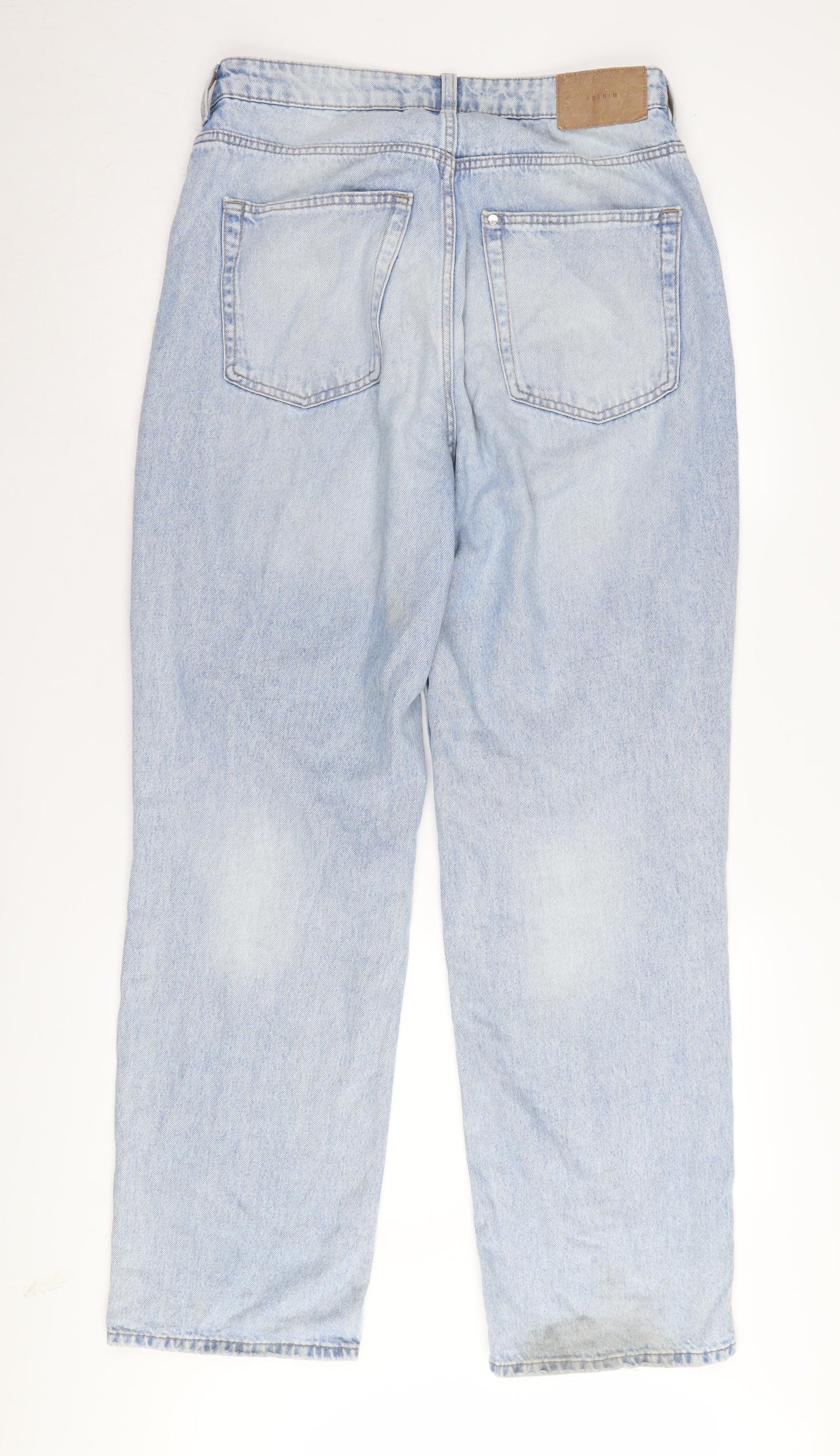 &Denim Women's Light Blue High-Rise Straight Jeans - Size 14