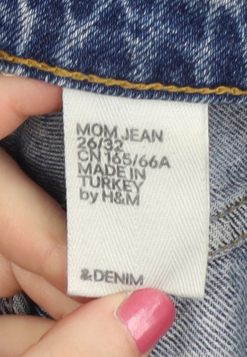 H&M Women’s Blue Mom Jeans, Size 26/32, Relaxed Fit