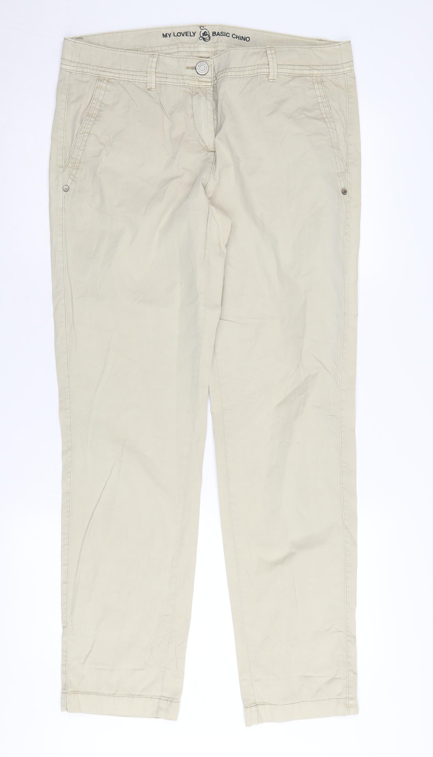 s.Oliver Women's Beige Chino Trousers Size 14