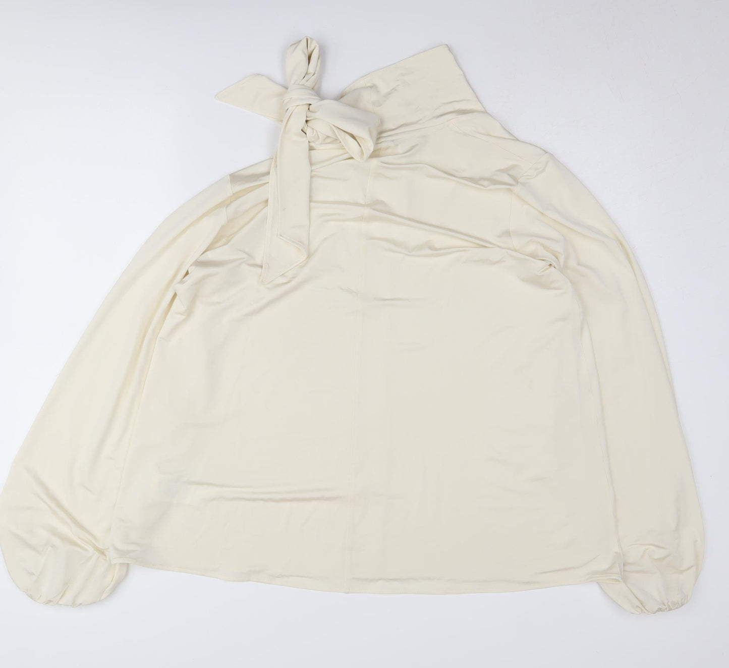 Arket Ivory Women's Blouse, Size 12, Bow Neck Elegance