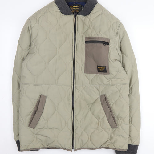 Burton Men's Green Bomber Jacket M Quilted Casual