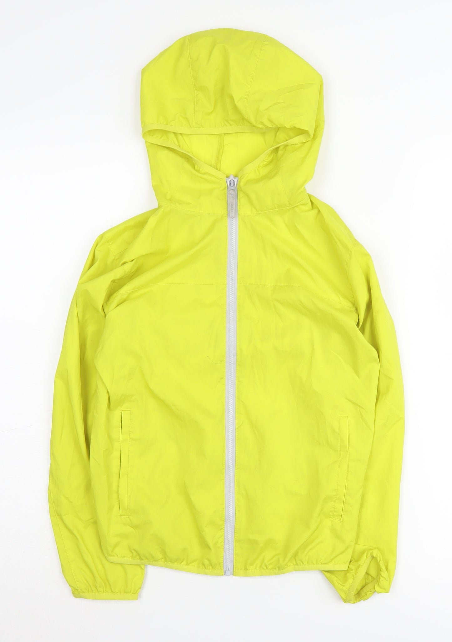 Uniqlo Boys Yellow Windbreaker Jacket Size 12 Lined Hooded