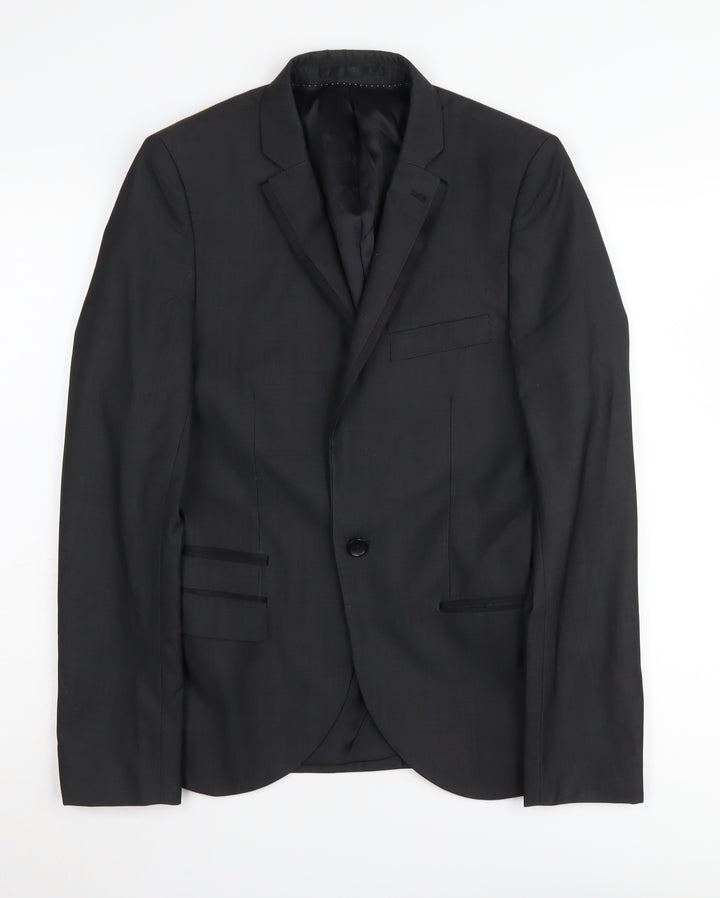 Topman Men's Black Blazer, Size 34, Formal Business Wear