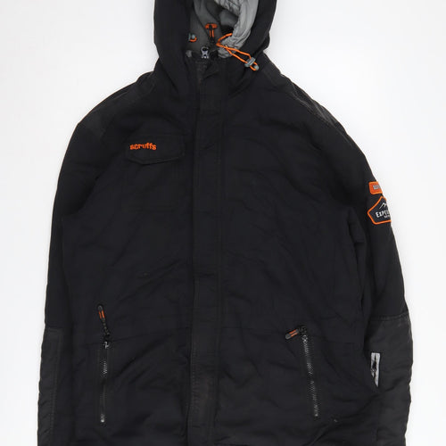 Scruffs Men's Black Nylon Hooded Windbreaker Jacket S