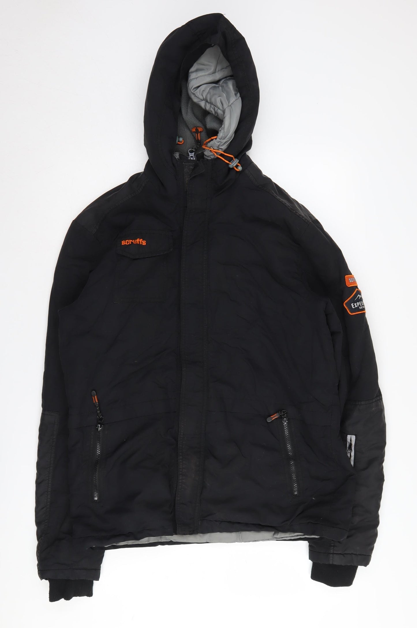 Scruffs Men's Black Nylon Hooded Windbreaker Jacket S