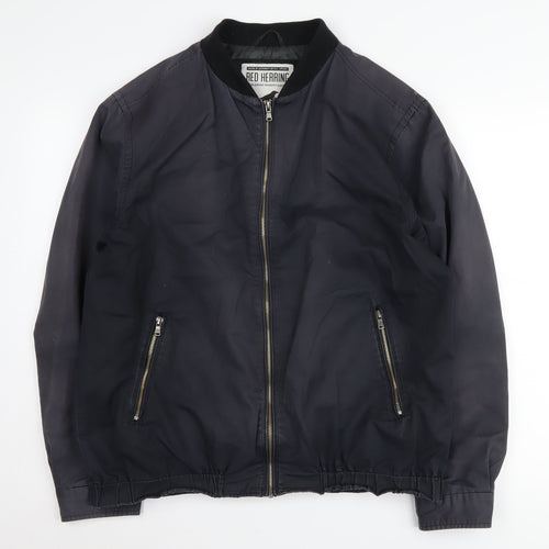 Red Herring Men's Black Bomber Jacket, Size L, Casual Style
