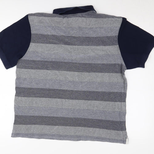McKenzie Men's Grey Striped Polo Shirt L