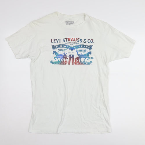 Levi's Unisex White Graphic T-Shirt, Size M, Cotton Comfort