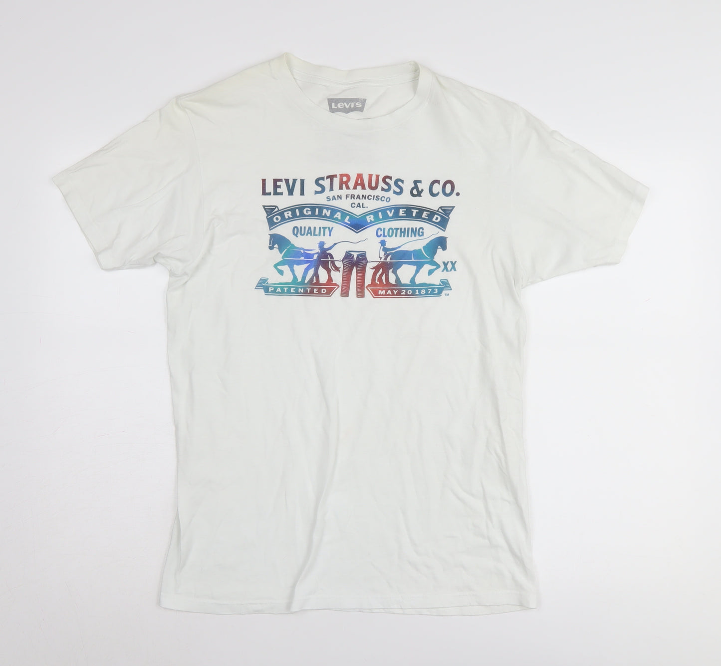 Levi's Unisex White Graphic T-Shirt, Size M, Cotton Comfort