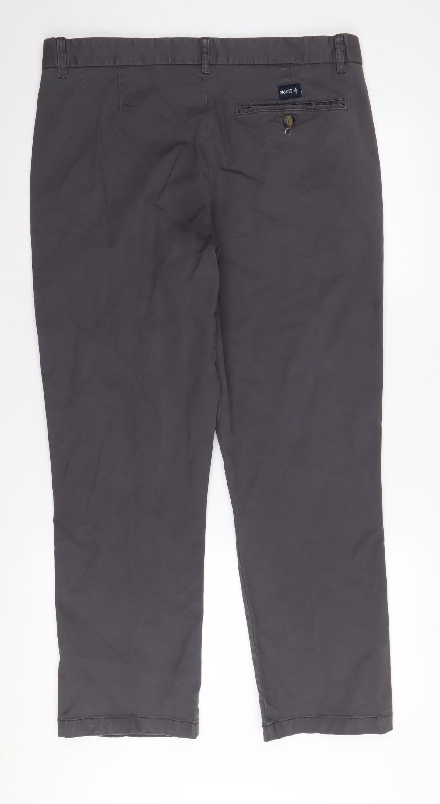 Maine Men's Grey Chino Trousers 33S Regular Fit