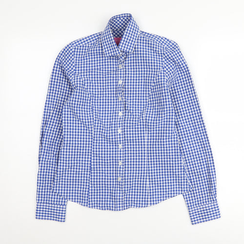 Brook Taverner Women's Blue Check Button-Up Shirt Size 6