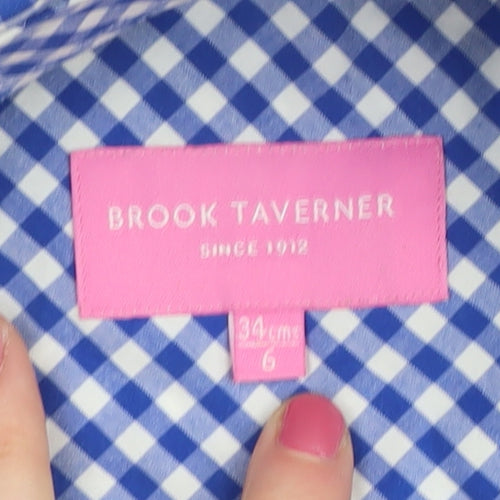 Brook Taverner Women's Blue Check Button-Up Shirt Size 6