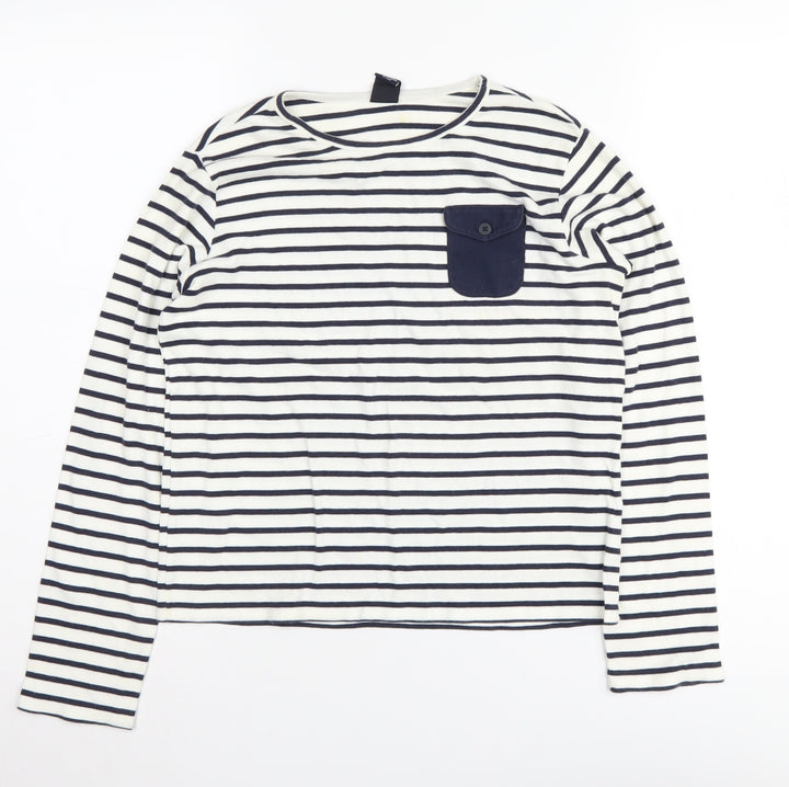 Gap Boys White Striped Long Sleeve Cotton T-Shirt XL