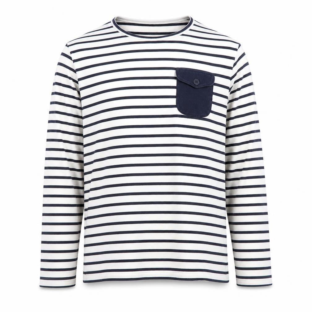 Gap Boys White Striped Long Sleeve Cotton T-Shirt XL
