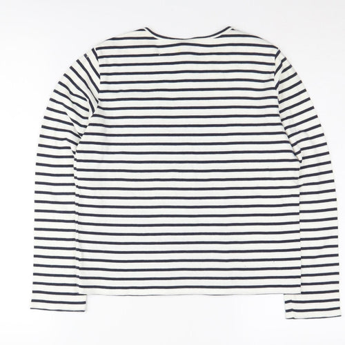 Gap Boys White Striped Long Sleeve Cotton T-Shirt XL